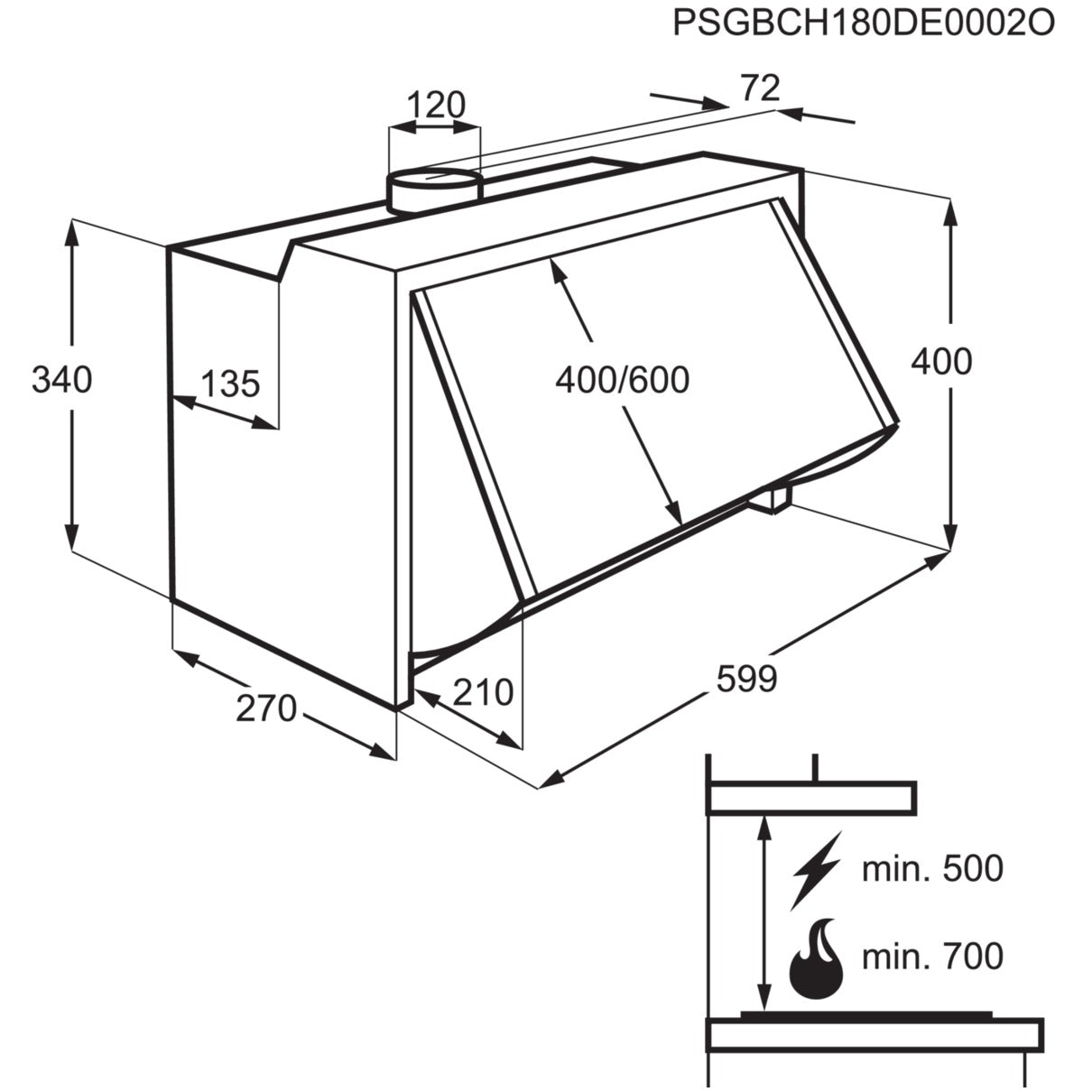 AEG DEB2631S Inbouw afzuigkap 60CM