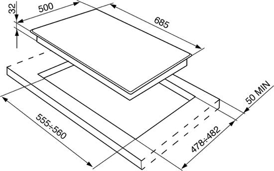 SMEG SDR70XG5 5 Pits gaskookplaat 70CM