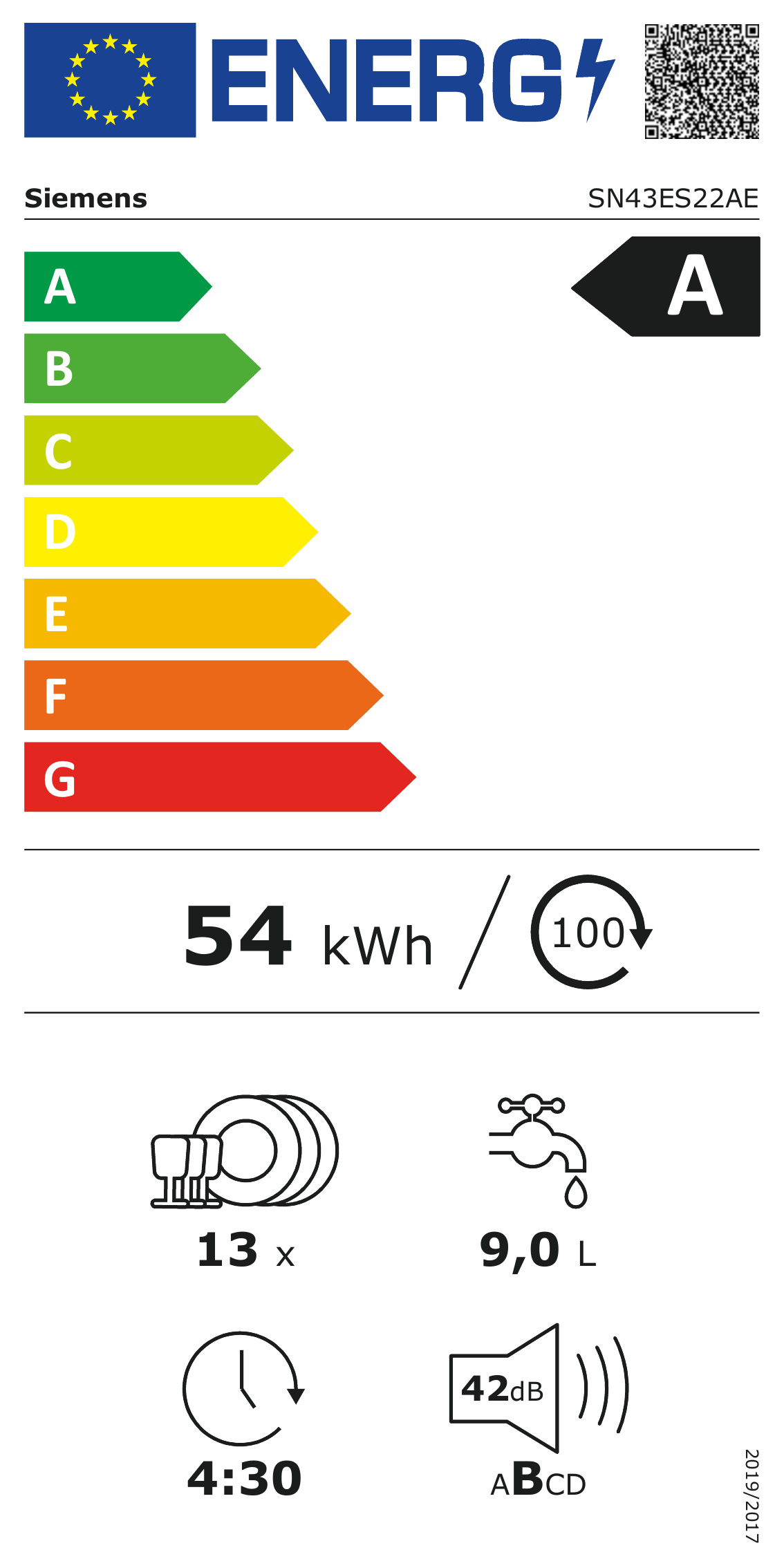 SIEMENS IQ300 Onderbouw vaatwasser RVS SN43ES22AE