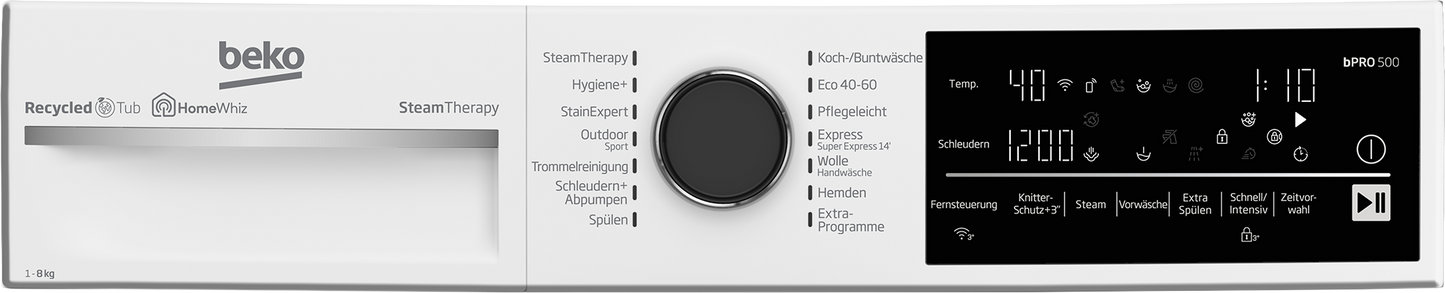 BEKO B5WFT78410W 8KG WASMACHINE VRIJSTAAND VOORLADER A