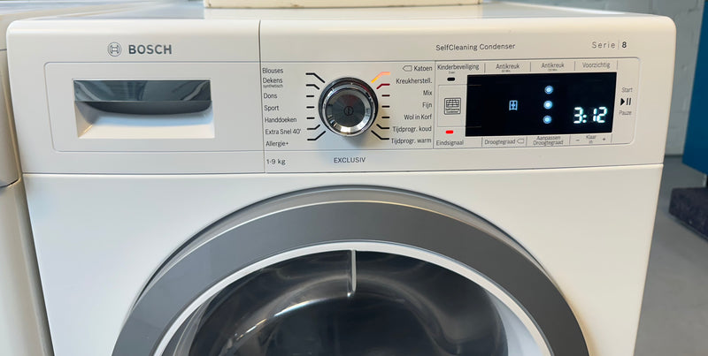BOSCH || SERIE 8 || 9KG || WARMTEPOMPDROGER || VOORLADER || SELF CLEANING || AutoDry ||