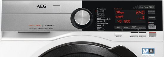 AEG 9000 || 9KG || Was-droogcombinatie || Warmtepomp || SensiDry || ProSteam || DualSense || 1600T || L9WEF80690