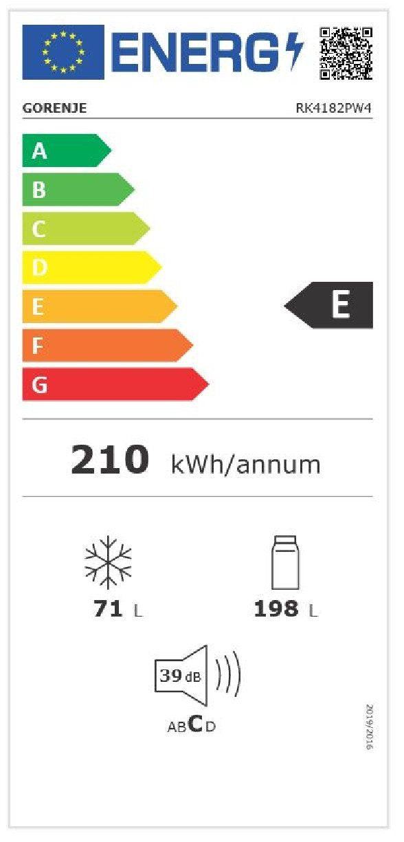 GORENJE || Koelvriescombinatie || Koelkast || 55CM || CrispZone || RK4182PW4