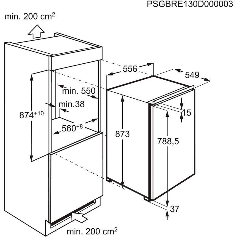 AEG || OptiSpace || 88CM || INBOUW || KOELKAST || VRIESVAK || DEUR-OP-DEUR || TSF5088WDF ||