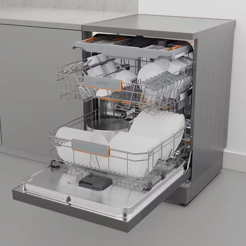 GORENJE || RVS || VAATWASSER || VRIJSTAAND || 16 COUVERTS || WiFi || AutoOpen || PowerDrive || TotalDry || GS673A96X ||