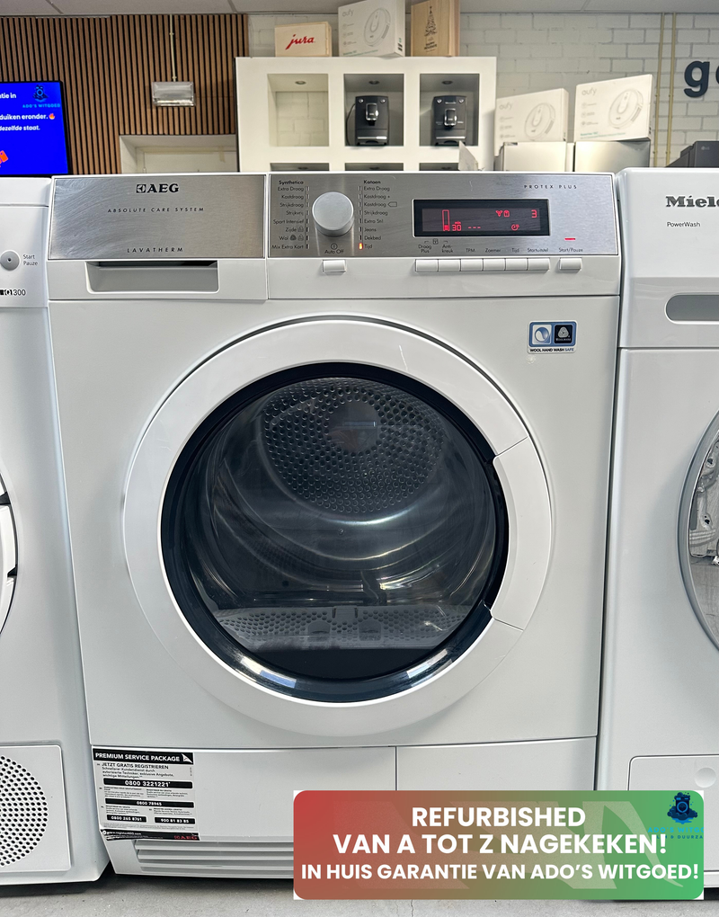 AEG || LAVATHERM || 9KG || ABSOLUTE CARE SYSTEM || WARMTEPOMPDROGER || VOORLADER ||