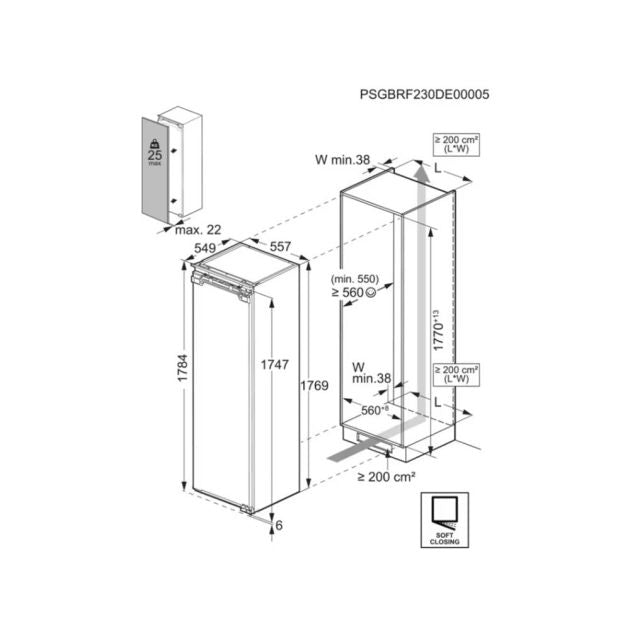 AEG || 7000 SERIES || 178CM || INBOUW || VRIESKAST || NO FROST || DEUR-OP-DEUR || NAB7N181EC ||