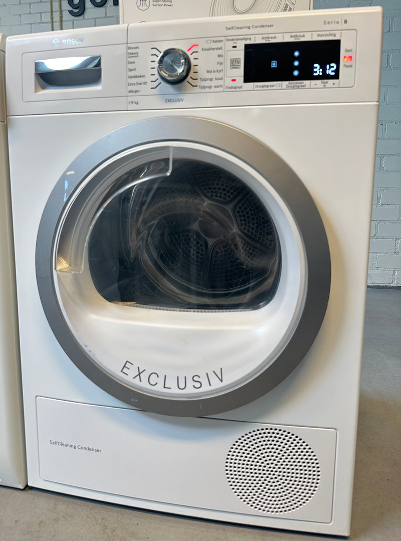 BOSCH || SERIE 8 || 9KG || WARMTEPOMPDROGER || VOORLADER || SELF CLEANING || AutoDry ||