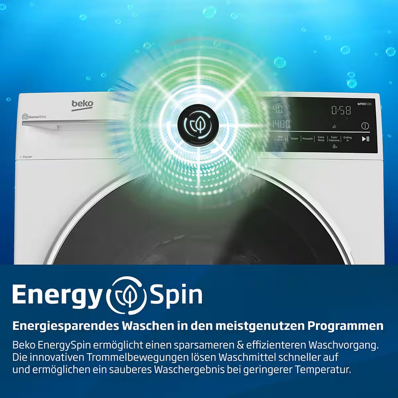 BEKO || 9KG || Wasmachine || A || EnergySpin || SteamCure || IronFast || BM3WFU4941W