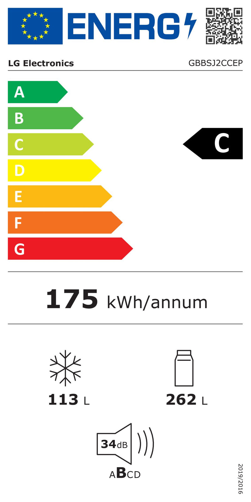 LG || Full No Frost || 375L || Koelkast || Koelvriescombinatie || WiFi || FreshConverter || 34dB || GBBSJ2CCEP