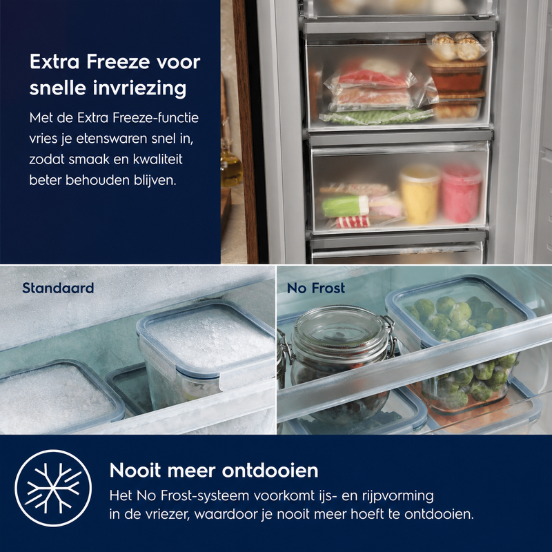 ELECTROLUX || NoFrost || 178CM || Inbouw || Vrieskast || 35dB || Deur-op-deur || EUN7NE18C