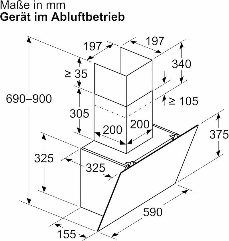 SIEMENS || Wandafzuigkap || 60CM || 430 m³/uur || 46dB || LC65KDK20 ||