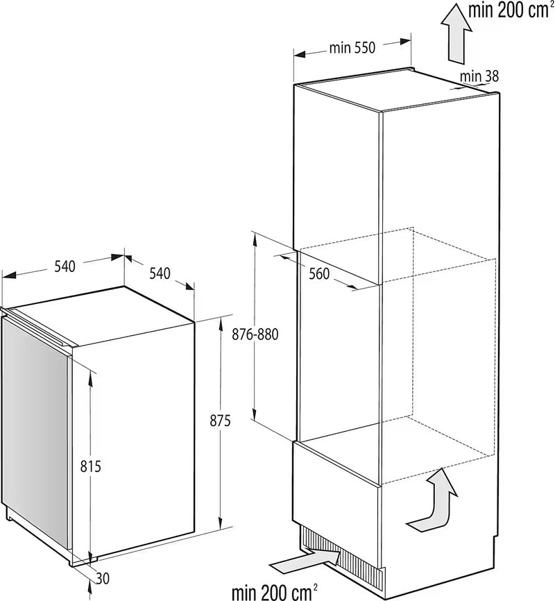GORENJE || 88CM || Koelkast || Inbouw || 129L || RI409EP1