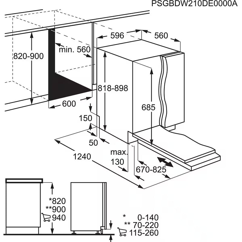 AEG || Inbouw || Vaatwasser || Volledig Integreerbaar || ComfortLift || MaxiFlex || QuickSelect || FSE7572AP