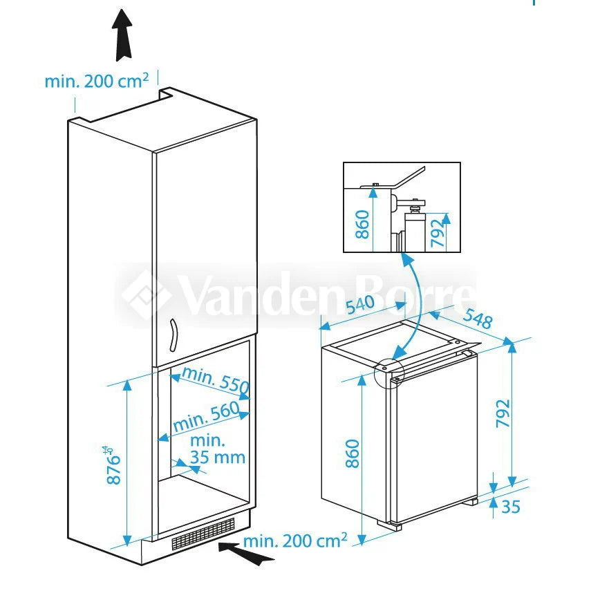 BEKO 88CM INBOUW KOELKAST MET VRIESVAK B1754FN