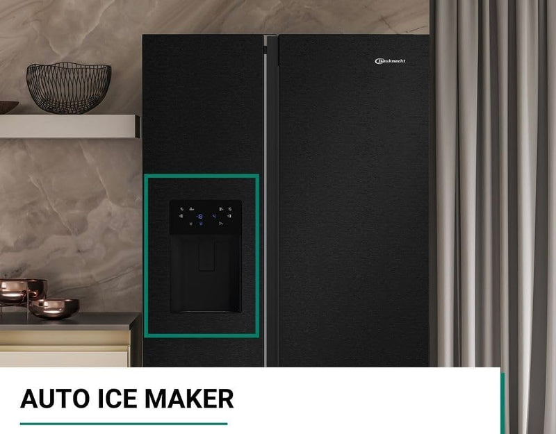 BAUKNECHT || SIDE-BY-SIDE || KOELKAST || NO FROST || 578L || AUTO ICE MAKER || SBS IW E90 Pearl BLACK ||