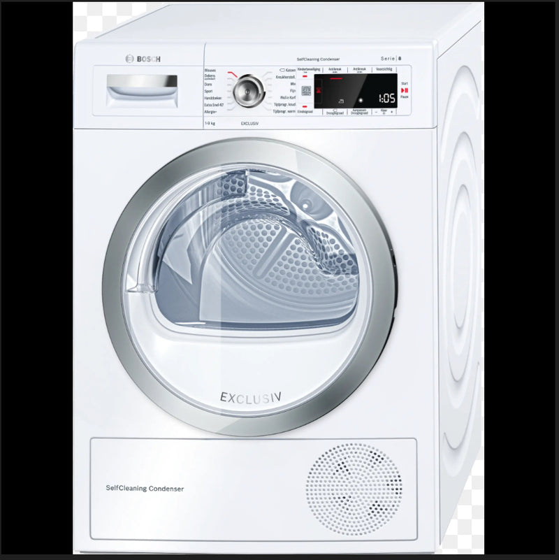 BOSCH || SERIE 8 || 9KG || WARMTEPOMPDROGER || VOORLADER || SELF CLEANING || AutoDry ||