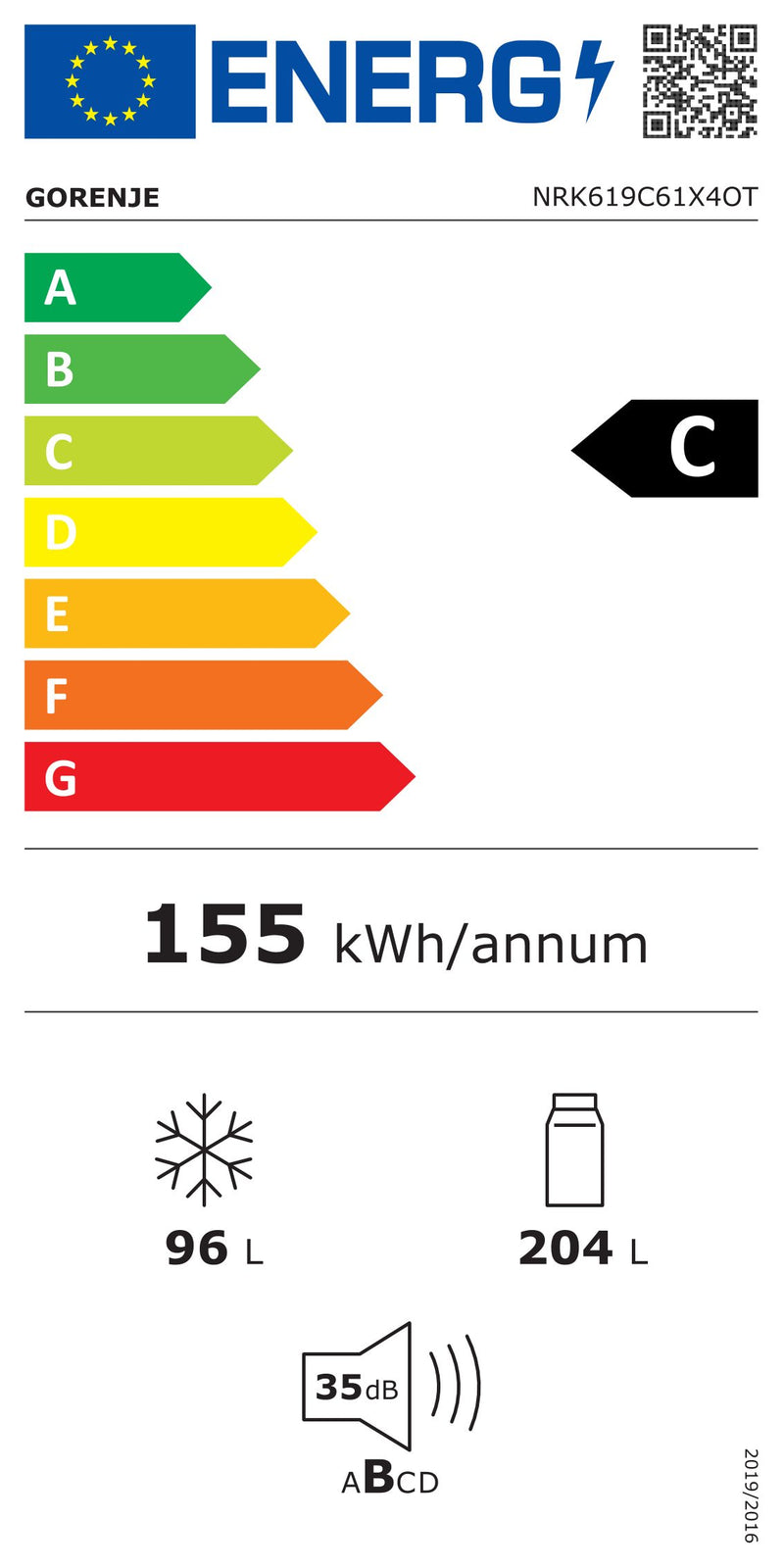 GORENJE || No FrostPlus || Koelkast || Koelvriescombinatie || AdaptTech || 300L || CrispZone || NRK619C61X4OT