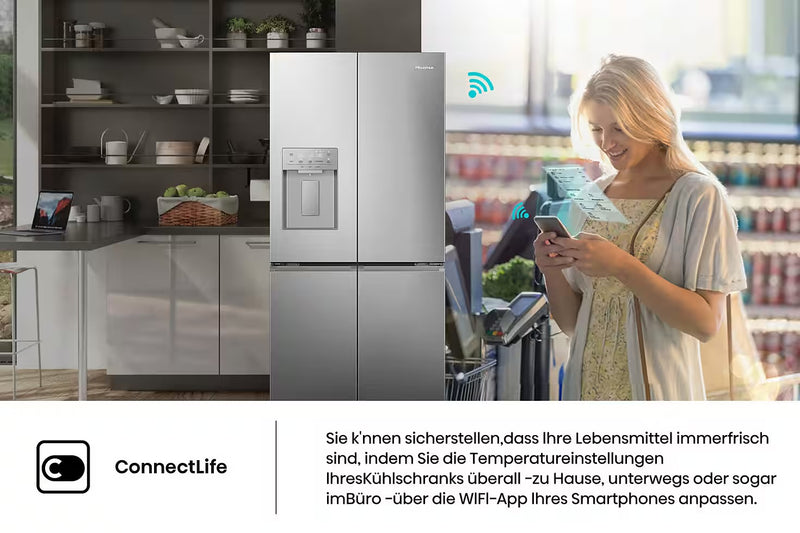 HISENSE || Side-by-side || 80CM || Koelkast || No Frost || MultiDoor || Dual Tech || WiFi || RQ5P470SY
