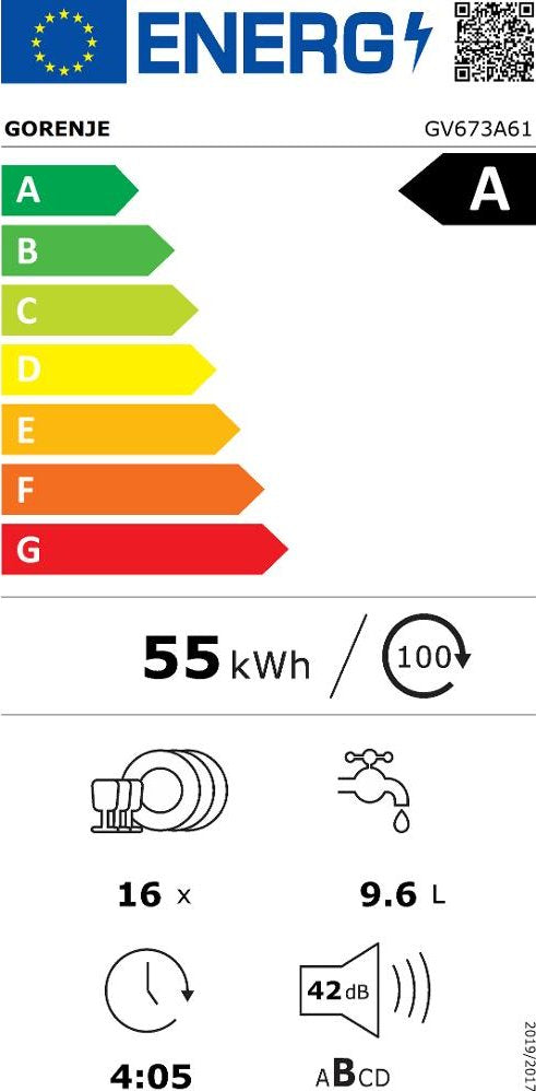 GORENJE VOLLEDIG INTEGREERBARE INBOUW VAATWASSER 16 COUVERTS GV673A61