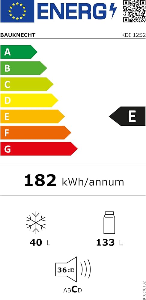 BAUKNECHT || 122CM || Inbouw || Koelkast || Koelvriescombinatie || Sleepdeur || 36dB || KDI 12S2