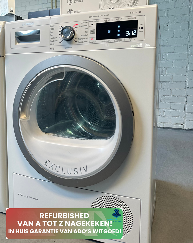 BOSCH || SERIE 8 || 9KG || WARMTEPOMPDROGER || VOORLADER || SELF CLEANING || AutoDry ||