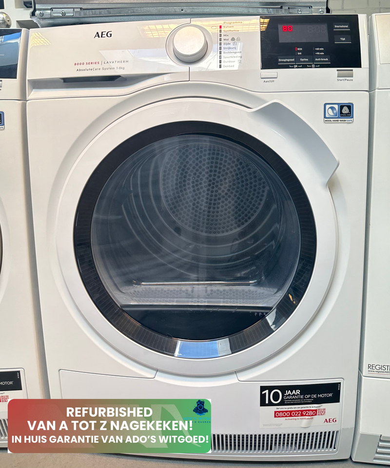 AEG || 8000 SERIES || 8KG || AbsoluteCare System || WARMTEPOMPDROGER || ÖKOFlow || VOORLADER ||
