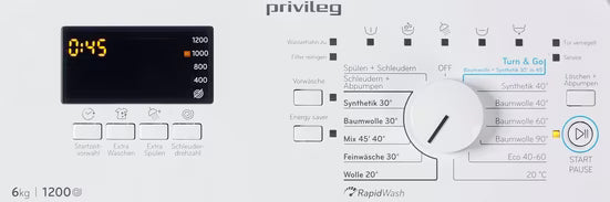 PRIVILEG (BAUKNECHT) || 40CM || Bovenlader || Wasmachine || 6KG || Turn&Go || RapidWash || SoftOpening || PWT C623 N