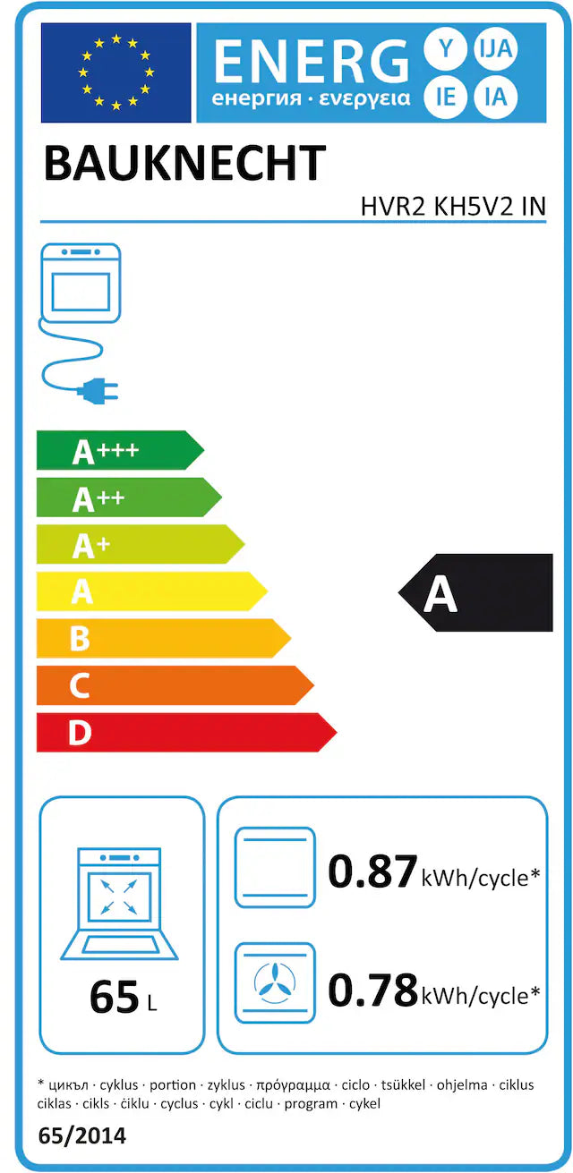 BAUKNECHT || 60CM || Inbouw || Fornuis || Oven + Kookplaat || 65L || DiamondClean || HVR2 KH5V2 IN