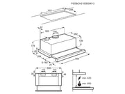 Uitgeschoven AEG DPS362AS vlakscherm afzuigkap met zichtbaar uittrekbaar front boven de kookplaat