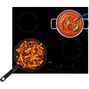 Bovenaanzicht van de AEG HK604200IB kookplaat met meerdere inductiezones