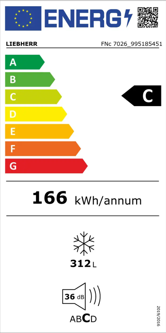 LIEBHERR || NoFrost || Vrieskast || 312L || FrostProtect tot -15°C || FNc 7026-22 Plus