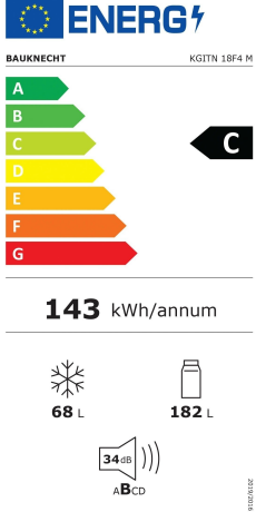 Afmetingen en inbouwmaten van de Bauknecht KGITN 18F4 M inbouw koel-vriescombinatie