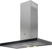 Beko BHCB93640BH 90cm zwarte wandschouwkap vooraanzicht tegen de muur