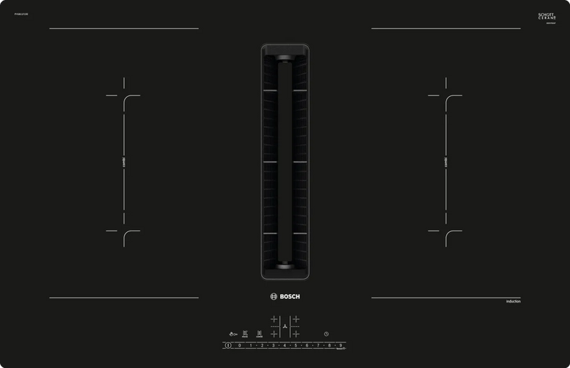 Bosch PVQ811F15E Serie 6 inductiekookplaat met geïntegreerde afzuiging vooraanzicht