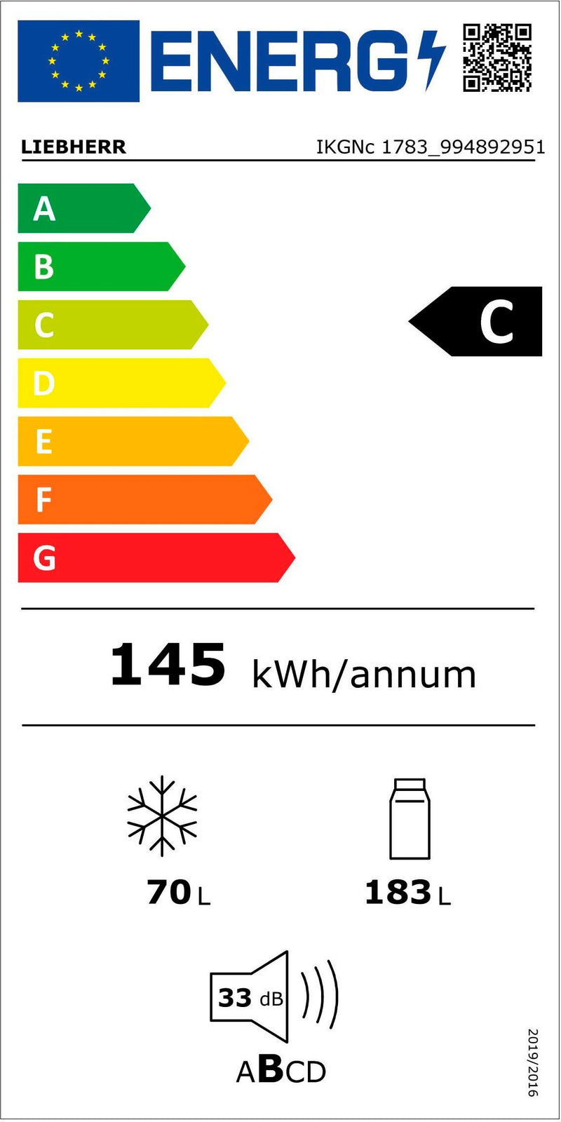 LIEBHERR || 178CM || Inbouw || Koelvriescombinatie || No Frost || EasyFresh|| DuoCooling || 33dB || IKGNc 1783 Pure