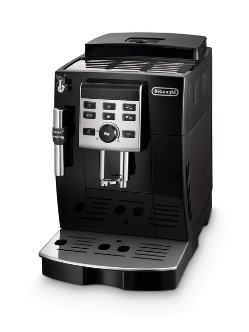 Voorzijde van de DELONGHI ECAM23.123B koffiemachine met draaiknop en druktoetsen – nu verkrijgbaar bij Ado’s Witgoed