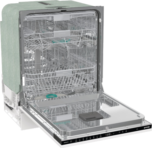 Gorenje GV673B60 vaatwasser met geopende deur en zicht op het ruime interieur