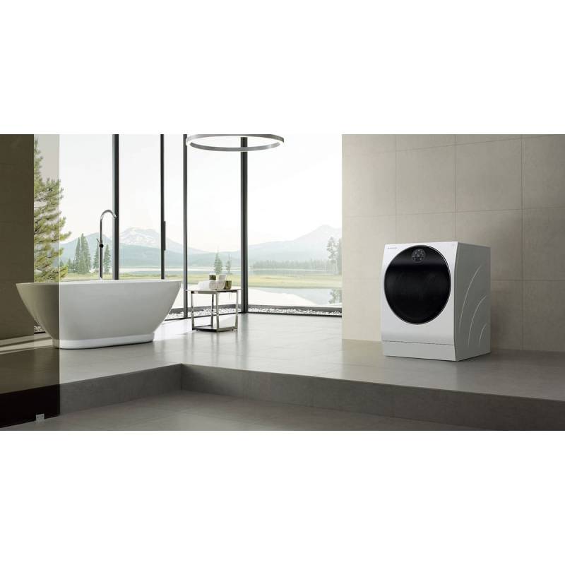 LG LSWD100E witgoedapparaat opgesteld in een wasruimte of bijkeuken