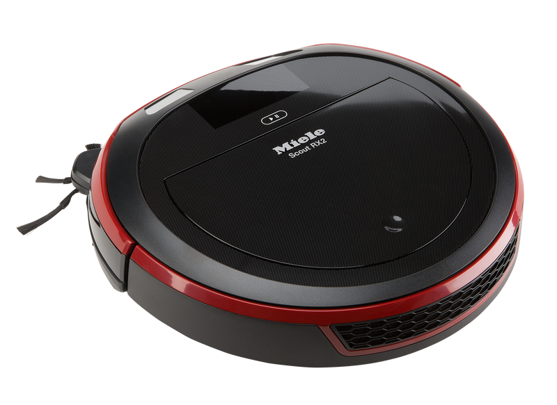 Miele Scout RX2 Home Vision bij het laadstation (docking)