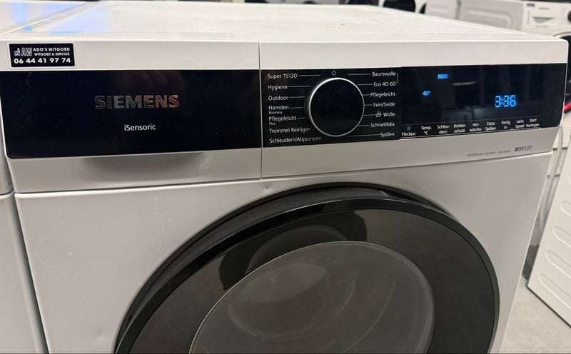 Detail van de wasmiddellade van de Siemens WG44G2040 voorlader wasmachine