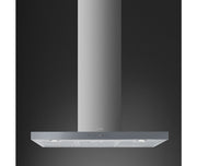 SMEG KS905SXE2 wandafzuigkap gemonteerd boven de kookplaat gezien vanaf de zijkant