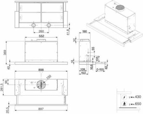 SMEG KSET999XE inox dampkap strak ingebouwd onder een bovenkast in een moderne keuken