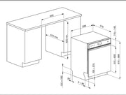 Interieur met LED-verlichting en verstelbare rekken van de SMEG PL234CXDE vaatwasser