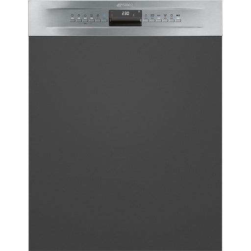 SMEG PL324BQXDE half geïntegreerde vaatwasser met RVS frontpaneel en stille werking