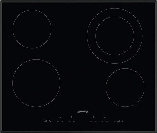 SMEG SE364ETB 60cm keramische inbouw kookplaat met strak zwart glasdesign